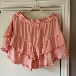 Pink Mini Ruffled Tiered Skirt